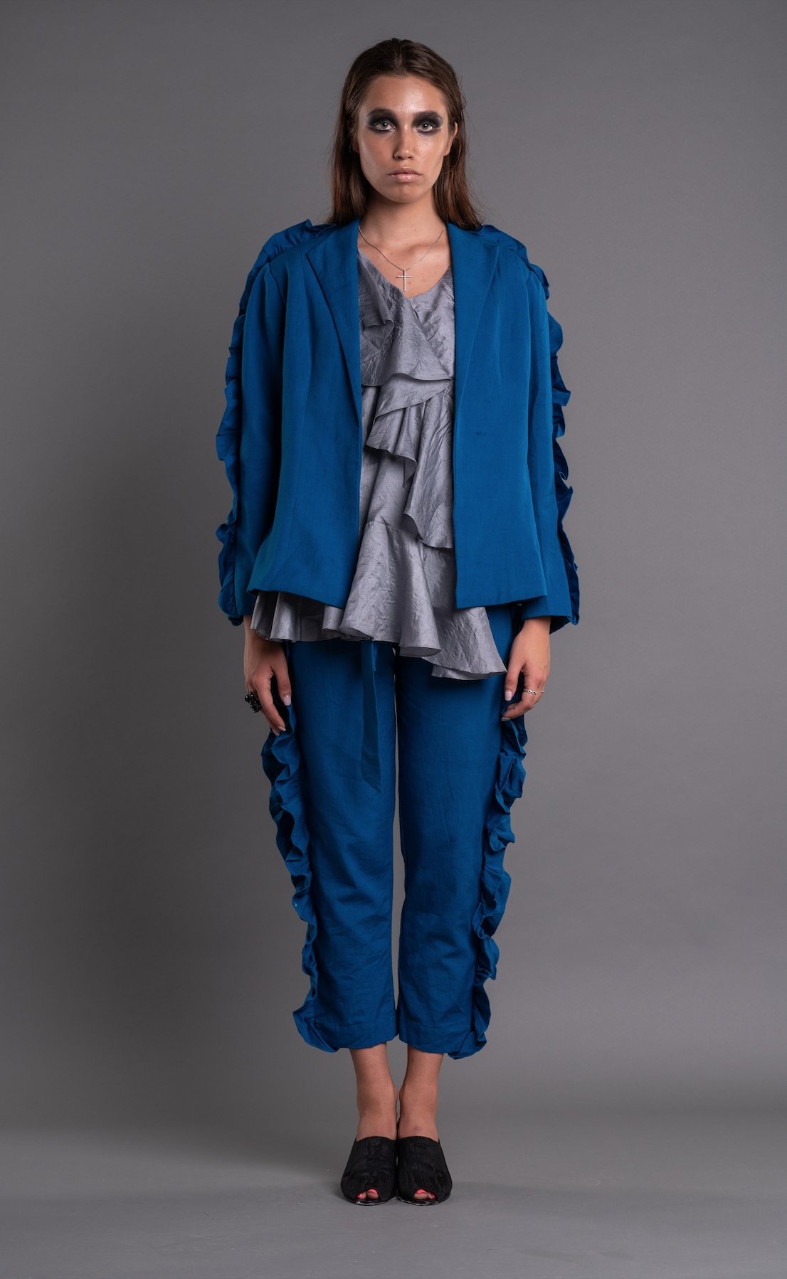 Fitted Ruffled Jacket-Trouser - Dag Dai - The Clothing LoungeDag Dai