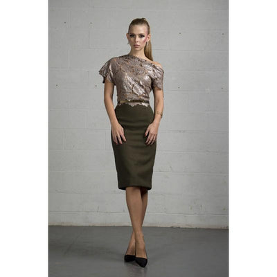 Grace Dress in metallic lace/silk and mink cashmere - The Clothing LoungeArzu Kara
