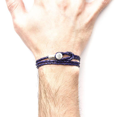 GRAPE PURPLE DUNDEE SILVER AND BRAIDED LEATHER BRACELET - The Clothing LoungeANCHOR & CREW