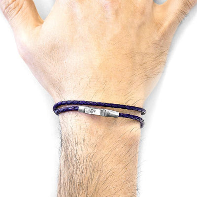 GRAPE PURPLE LIVERPOOL SILVER AND BRAIDED LEATHER BRACELET - The Clothing LoungeANCHOR & CREW