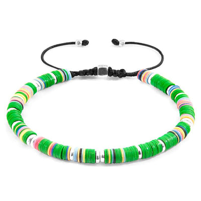 GREEN KIVU SILVER AND VINYL DISC MACRAME BRACELET - The Clothing LoungeANCHOR & CREW