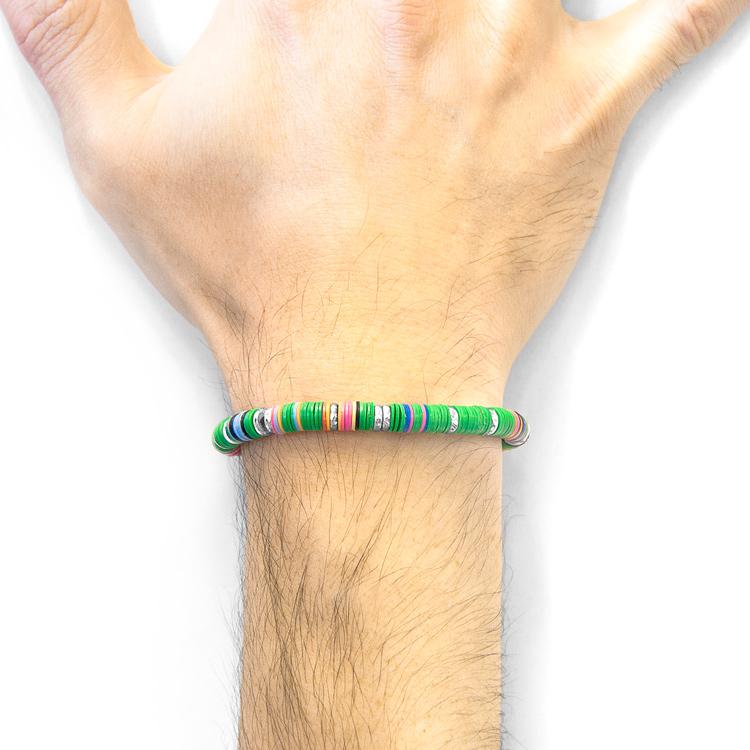 GREEN KIVU SILVER AND VINYL DISC MACRAME BRACELET - The Clothing LoungeANCHOR & CREW