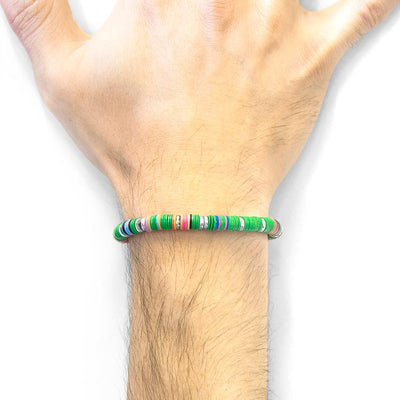 GREEN KIVU SILVER AND VINYL DISC MACRAME BRACELET - The Clothing LoungeANCHOR & CREW