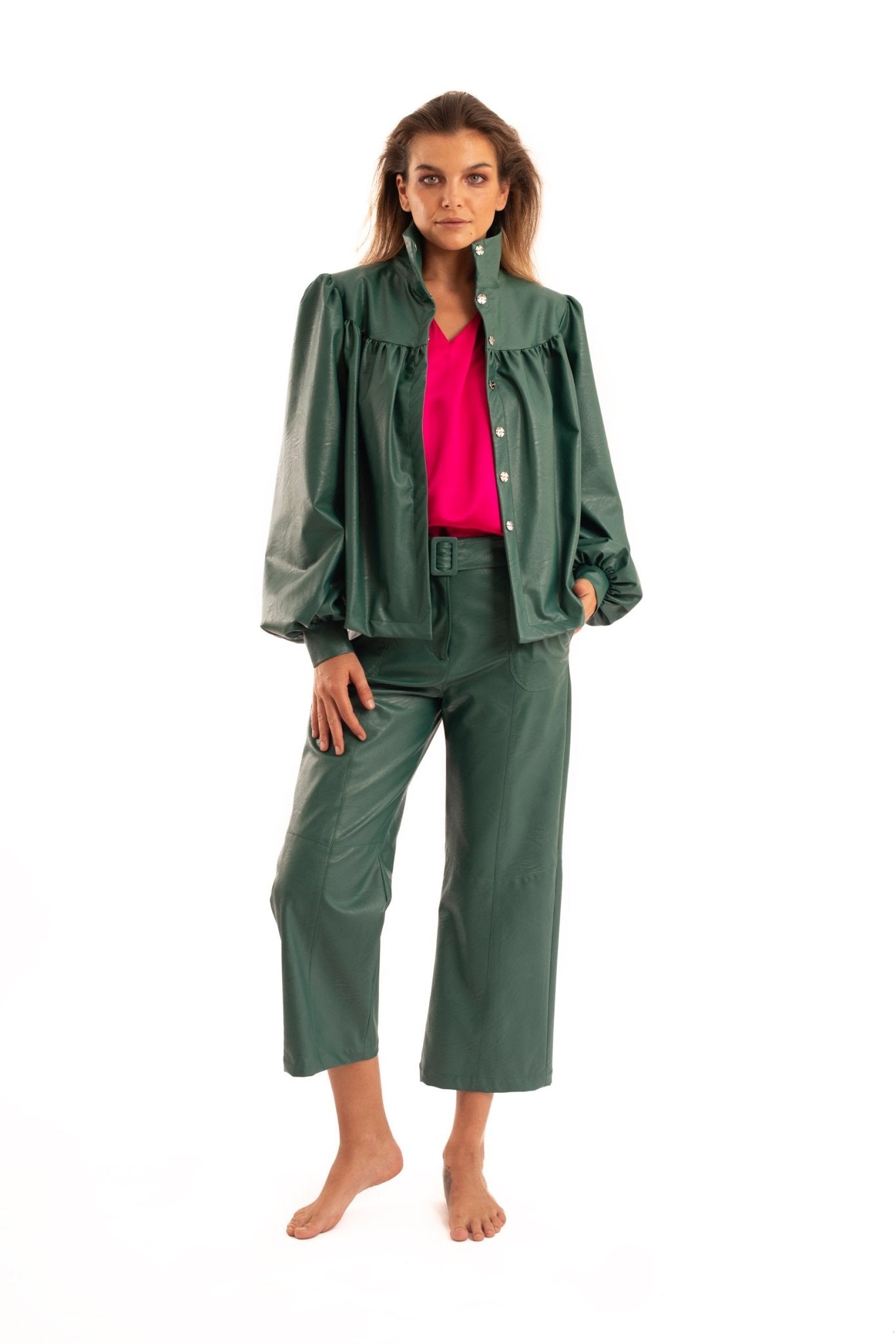 Green Nappa Balone Coat - NOPIN - The Clothing LoungeNOPIN