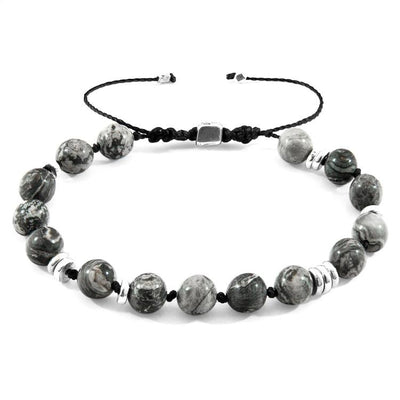 GREY JASPER AGAYA SILVER AND STONE BEADED MACRAME BRACELET - The Clothing LoungeANCHOR & CREW