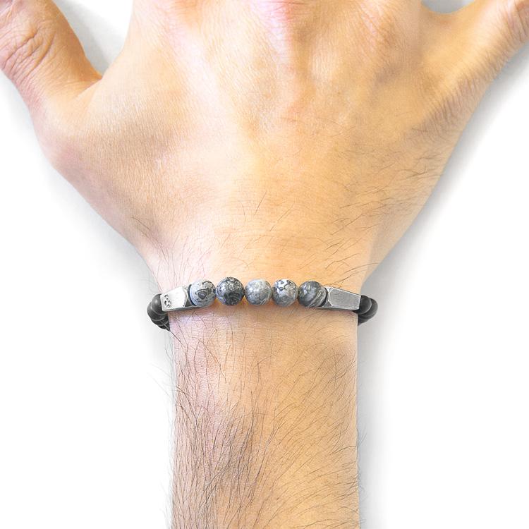 GREY JASPER HUKOU SILVER AND STONE BRACELET - The Clothing LoungeANCHOR & CREW