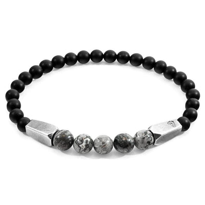 GREY JASPER HUKOU SILVER AND STONE BRACELET - The Clothing LoungeANCHOR & CREW