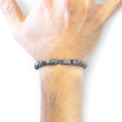 GREY JASPER NACHI SILVER AND STONE BEADED BRACELET - The Clothing LoungeANCHOR & CREW