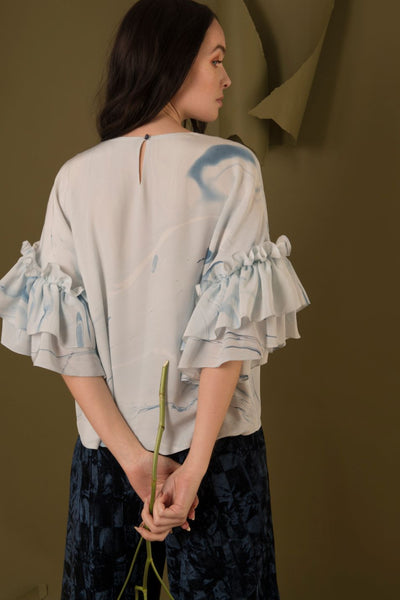 Hand Marbled Ruffle Flounce Top - The Clothing LoungeEdward Mongzar