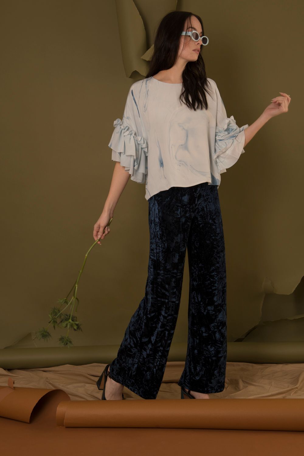 Hand Marbled Ruffle Flounce Top - The Clothing LoungeEdward Mongzar