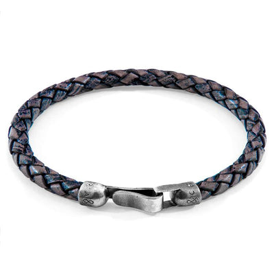 INDIGO BLUE SKYE SILVER AND BRAIDED LEATHER BRACELET - The Clothing LoungeANCHOR & CREW