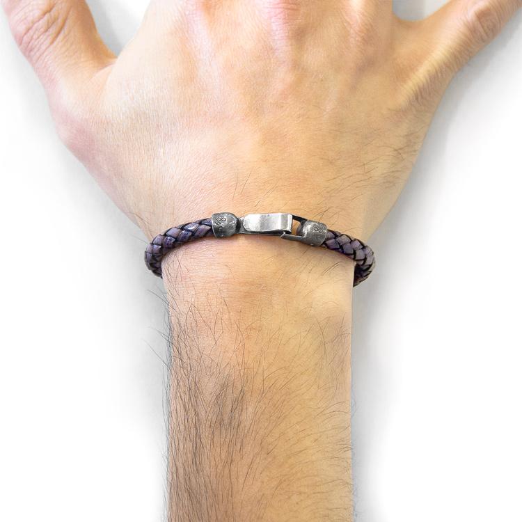 INDIGO BLUE SKYE SILVER AND BRAIDED LEATHER BRACELET - The Clothing LoungeANCHOR & CREW