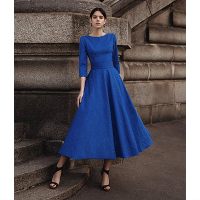 Jacquard Dress "Alyzee" Blue - The Clothing LoungeMatsour'i
