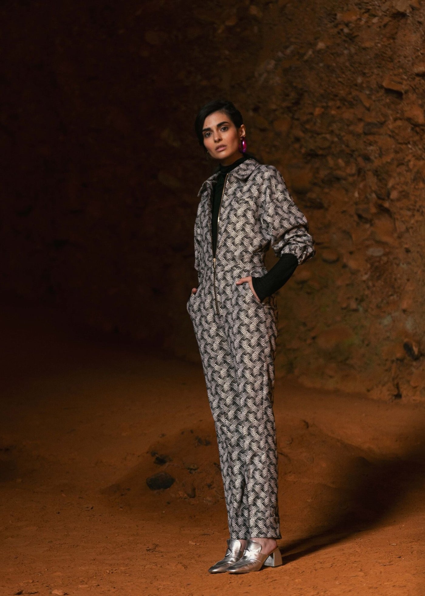 Jacquard Glitter Jumpsuit - The Clothing LoungeNOPIN