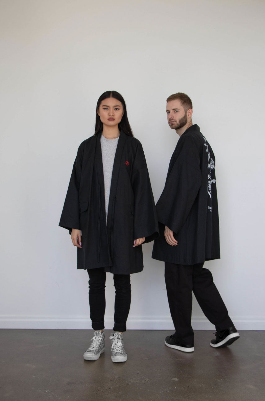 Black Urban Nature Unisex Overcoat - Kodama Apparel - The Clothing Lounge