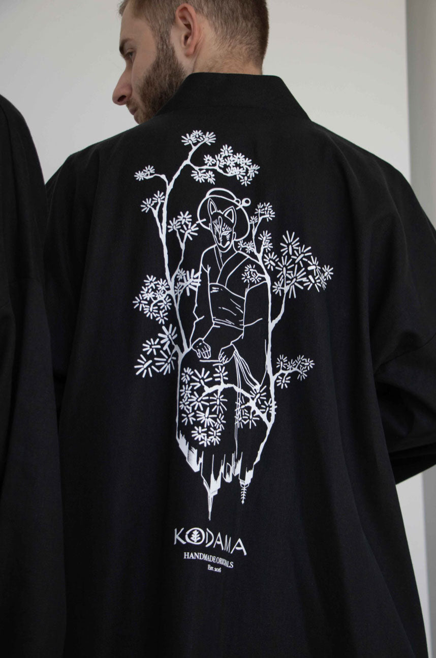 Black Urban Nature Unisex Overcoat - Kodama Apparel - The Clothing Lounge