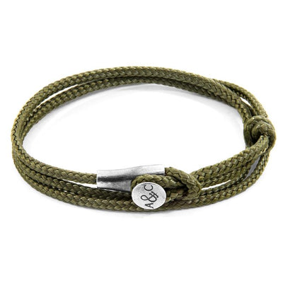 KHAKI GREEN DUNDEE SILVER AND ROPE BRACELET - The Clothing LoungeANCHOR & CREW