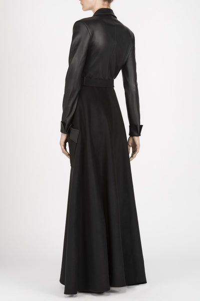 Leather and Wool-Blend Maxi Coat - The Clothing LoungePEARL AND RUBIES