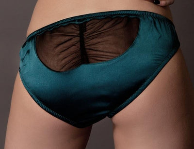 Limited edition - Petrol Silk Satin & Mesh Detail Ruched Back Brief - The Clothing LoungeEmma Harris