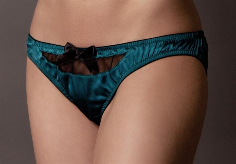 Limited edition - Petrol Silk Satin & Mesh Detail Ruched Back Brief - The Clothing LoungeEmma Harris