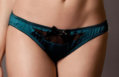 Limited edition - Petrol Silk Satin & Mesh Detail Thong - The Clothing LoungeEmma Harris