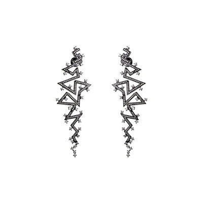 Linear Black Gold Statement Earrings - The Clothing LoungeSATORI ACCESSORIES