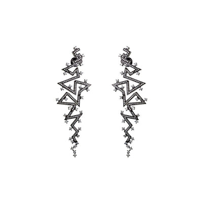 Linear Black Gold Statement Earrings - The Clothing LoungeSATORI ACCESSORIES