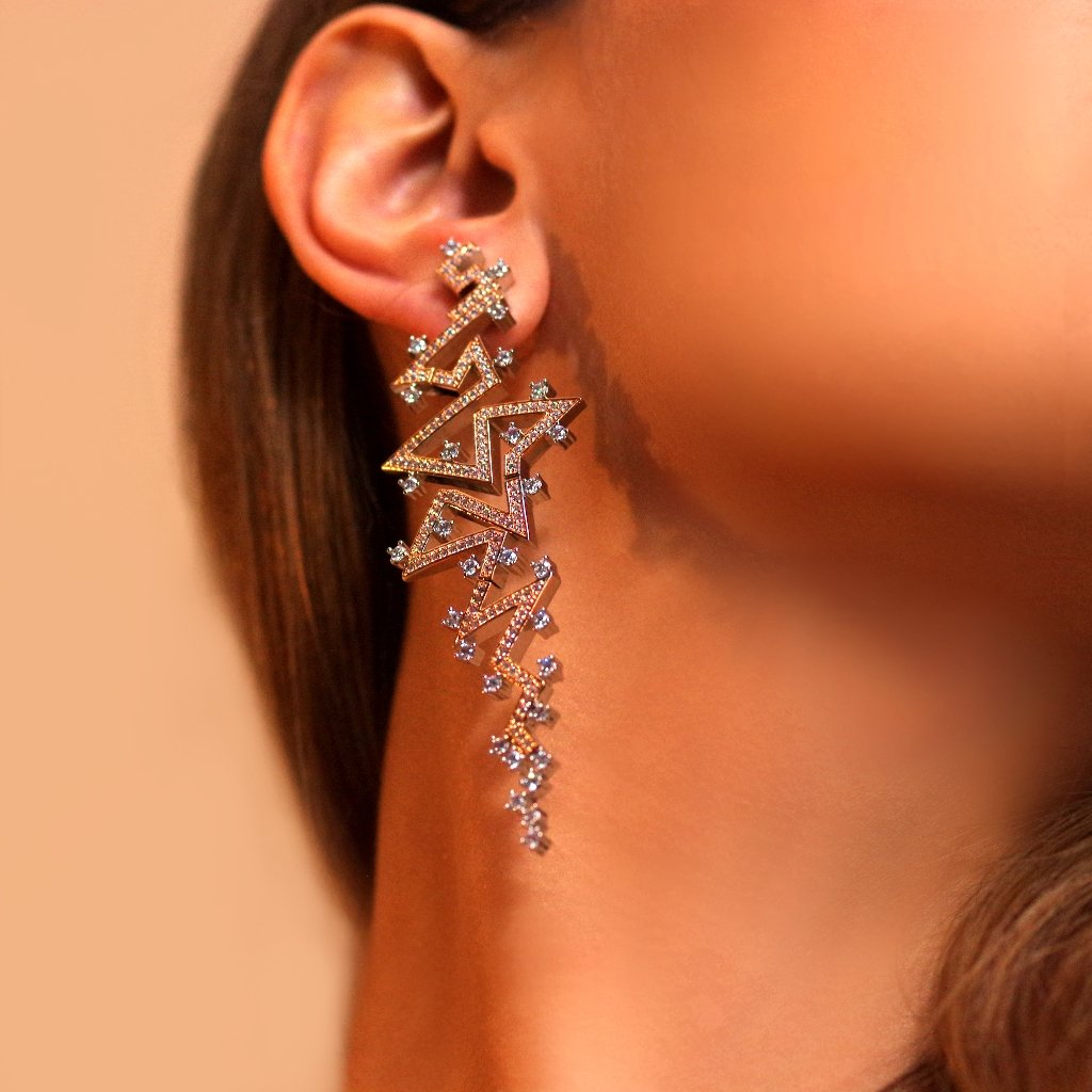 Linear Rose Gold Statement Earrings - The Clothing LoungeSATORI ACCESSORIES