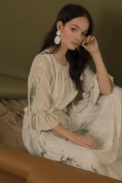 Marbled Gather Dress - The Clothing LoungeEdward Mongzar