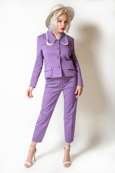Mauve Cotton Jacket with secondary collar - The Clothing LoungeModa De La Maria