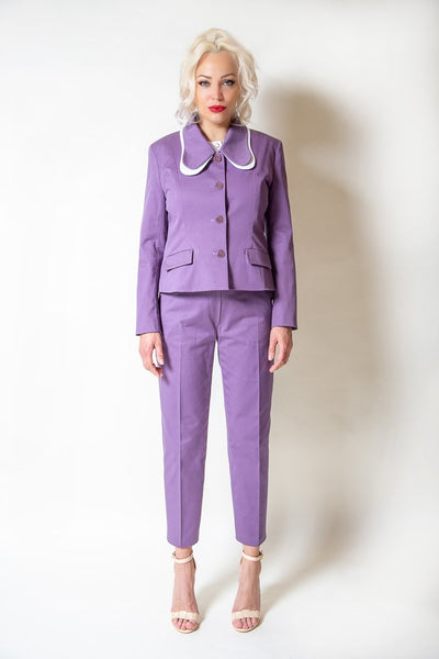 Mauve Cotton Jacket with secondary collar - The Clothing LoungeModa De La Maria