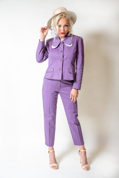 Mauve Cotton Jacket with secondary collar - The Clothing LoungeModa De La Maria