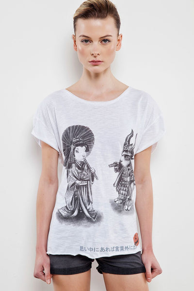 Miyamota Musasi Women's White T-Shirt - The Clothing LoungeDear Deer