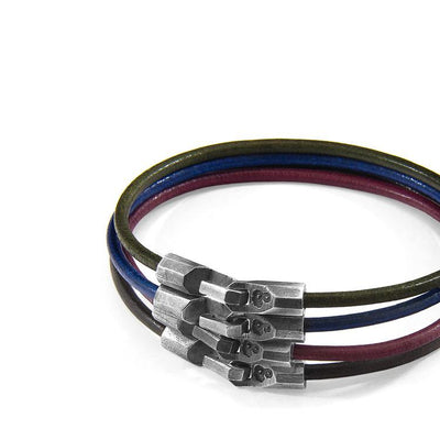 MOCHA BROWN TALBOT SILVER AND ROUND LEATHER BRACELET - The Clothing LoungeANCHOR & CREW