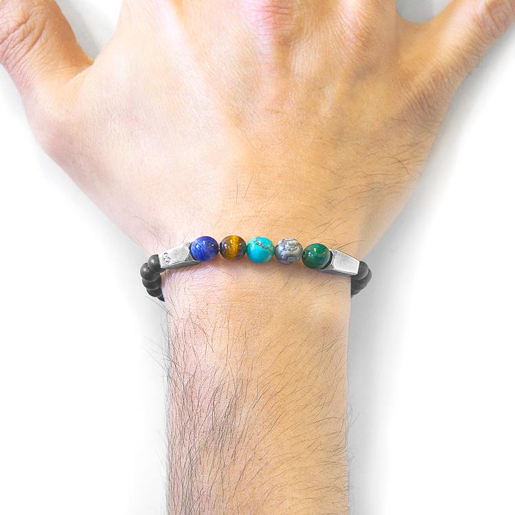 MULTICOLOURED MULTI-GEM HUKOU SILVER AND STONE BRACELET - The Clothing LoungeANCHOR & CREW