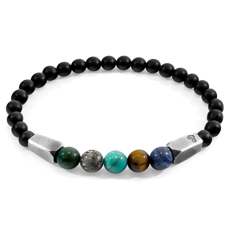 MULTICOLOURED MULTI-GEM HUKOU SILVER AND STONE BRACELET - The Clothing LoungeANCHOR & CREW