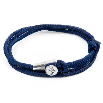 NAVY BLUE DUNDEE SILVER AND ROPE BRACELET - The Clothing LoungeANCHOR & CREW