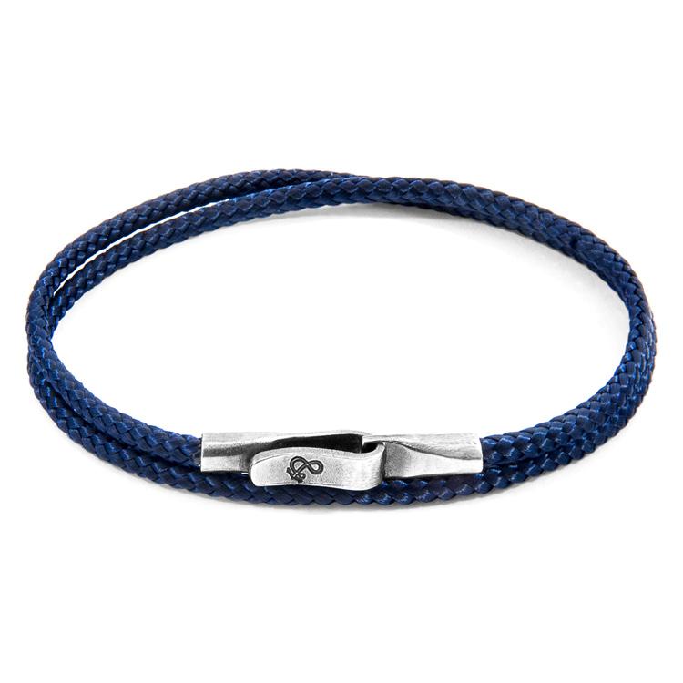 NAVY BLUE LIVERPOOL SILVER AND ROPE BRACELET - The Clothing LoungeANCHOR & CREW