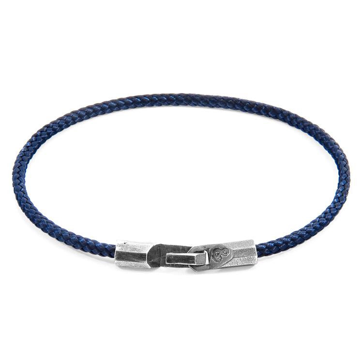 NAVY BLUE TALBOT SILVER AND ROPE BRACELET - The Clothing LoungeANCHOR & CREW