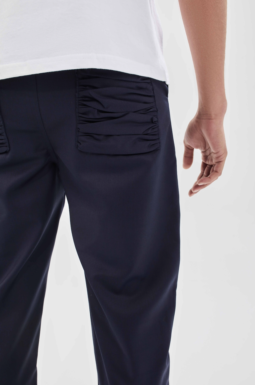 Navy Pleated Trousers