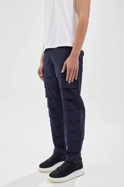 Navy Pleated Trousers