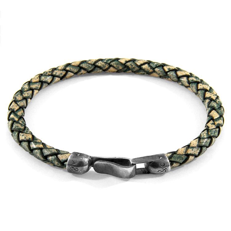 PETROL GREEN SKYE SILVER AND BRAIDED LEATHER BRACELET - The Clothing LoungeANCHOR & CREW