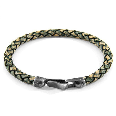 PETROL GREEN SKYE SILVER AND BRAIDED LEATHER BRACELET - The Clothing LoungeANCHOR & CREW