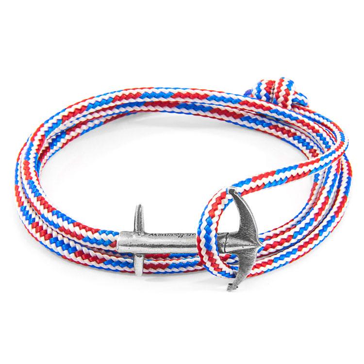 PROJECT-RWB RED WHITE AND BLUE ADMIRAL ANCHOR SILVER AND ROPE BRACELET - The Clothing LoungeANCHOR & CREW