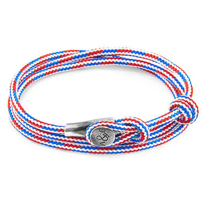 PROJECT-RWB RED WHITE AND BLUE DUNDEE SILVER AND ROPE BRACELET - The Clothing LoungeANCHOR & CREW