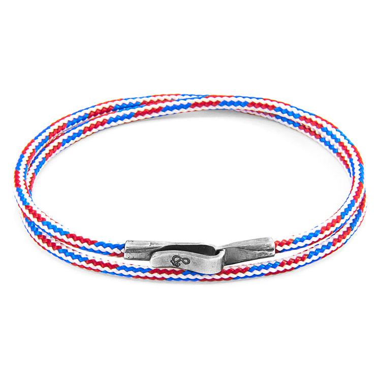 PROJECT-RWB RED WHITE AND BLUE LIVERPOOL SILVER AND ROPE BRACELET - The Clothing LoungeANCHOR & CREW