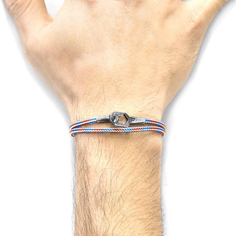 PROJECT-RWB RED WHITE AND BLUE TENBY SILVER AND ROPE BRACELET - The Clothing LoungeANCHOR & CREW