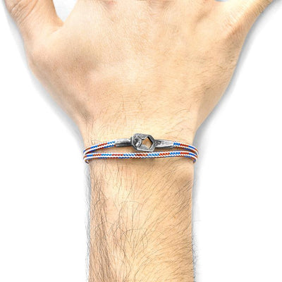 PROJECT-RWB RED WHITE AND BLUE TENBY SILVER AND ROPE BRACELET - The Clothing LoungeANCHOR & CREW