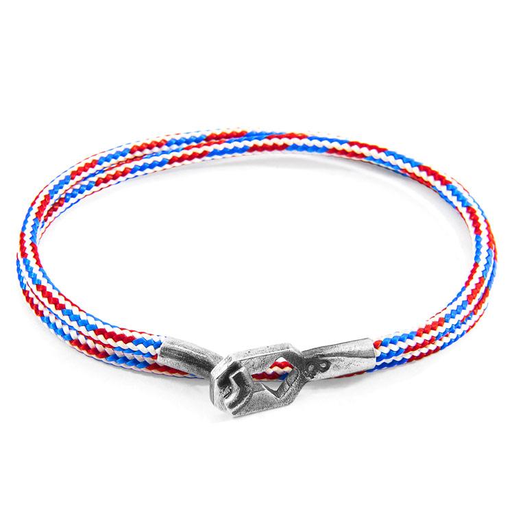 PROJECT-RWB RED WHITE AND BLUE TENBY SILVER AND ROPE BRACELET - The Clothing LoungeANCHOR & CREW