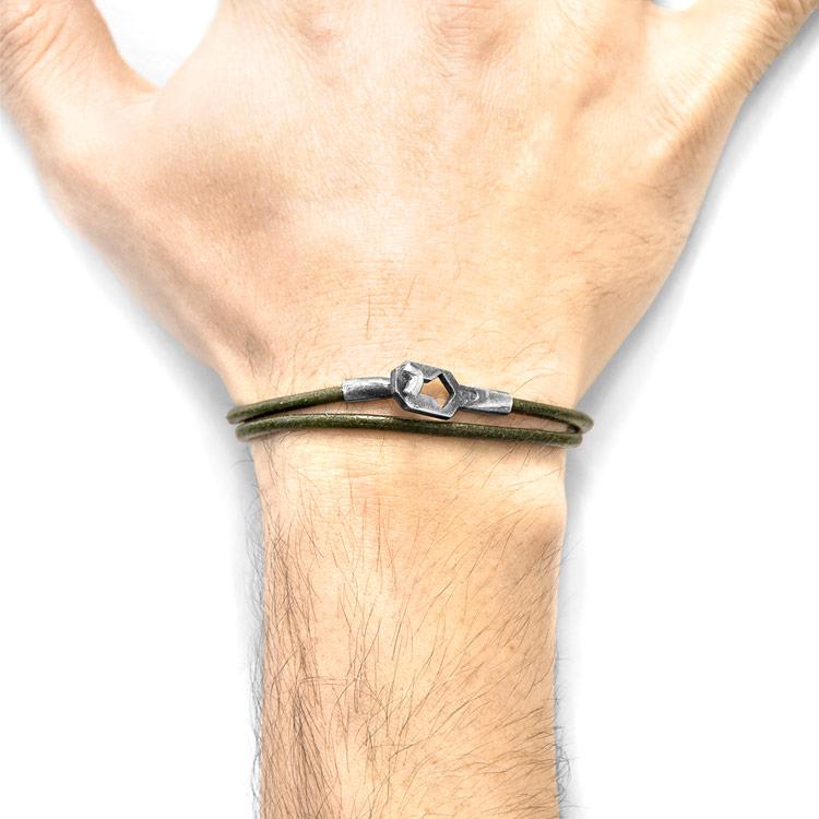 RACING GREEN TENBY SILVER AND ROUND LEATHER BRACELET - The Clothing LoungeANCHOR & CREW